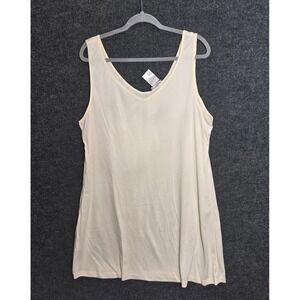 Charlie B Womens Natural Cream V-Neck Sleeveless Tank Top C3203-205C Size XL NWT
